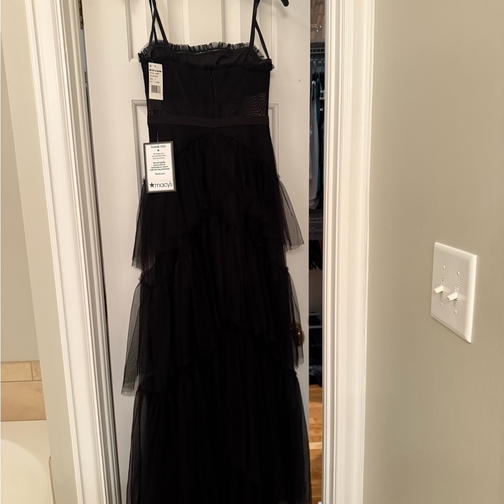 Betsy & Adam Elegant Black Layered Maxi Dress